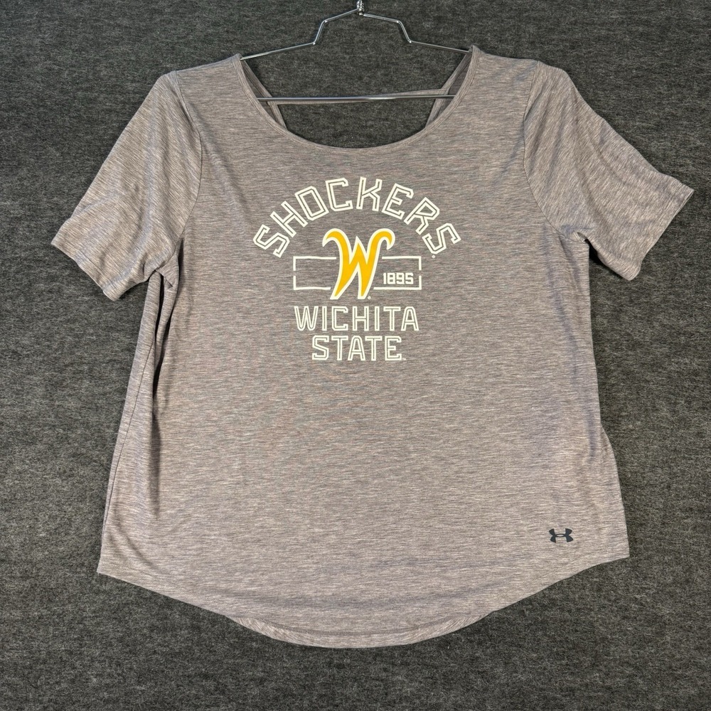 Wichita State Shockers Shirt Under Armour Women Large Tank Graphic Print Gray